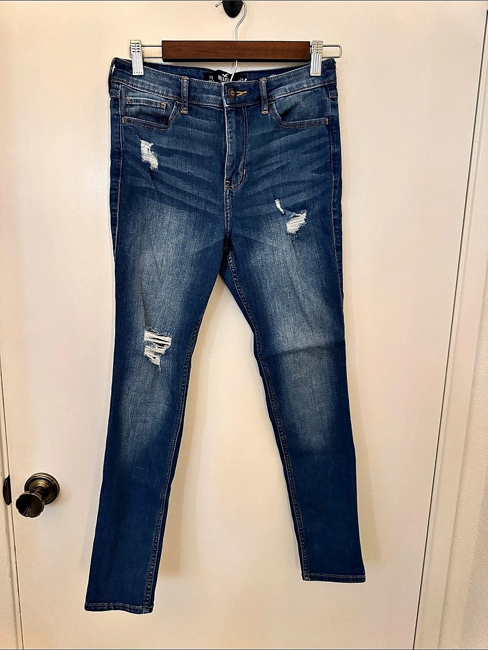 Hollister High-Rise Super Skinny Jeans Distressed Blue Waist 28 Jeans